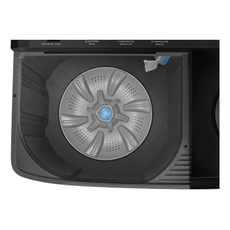 เช็กเครื่องซักผ้า 2 ถัง 10 กก. ที่มาพร้อมจานซัก Power Storm พลังน้ำสามทิศทาง ซักสะอาดหมดจด ผ้าไม่พันกัน และถุงกรองออกแบบพิเศษ. รายละเอียดด้านในถังซักของ WT14B5040BA/ST สี Black