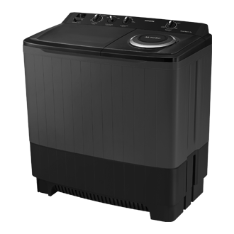 เช็กราคาครื่องซักผ้า 2 ถัง 16 kg จาก Samsung มาพร้อมจานซัก Power Storm พลังน้ำสามทิศทาง ซักสะอาดหมดจด ผ้าไม่พันกันให้รำคาญใจ. WT16B5240BA/ST สี Black ที่วางเอียงไปทางขวา
