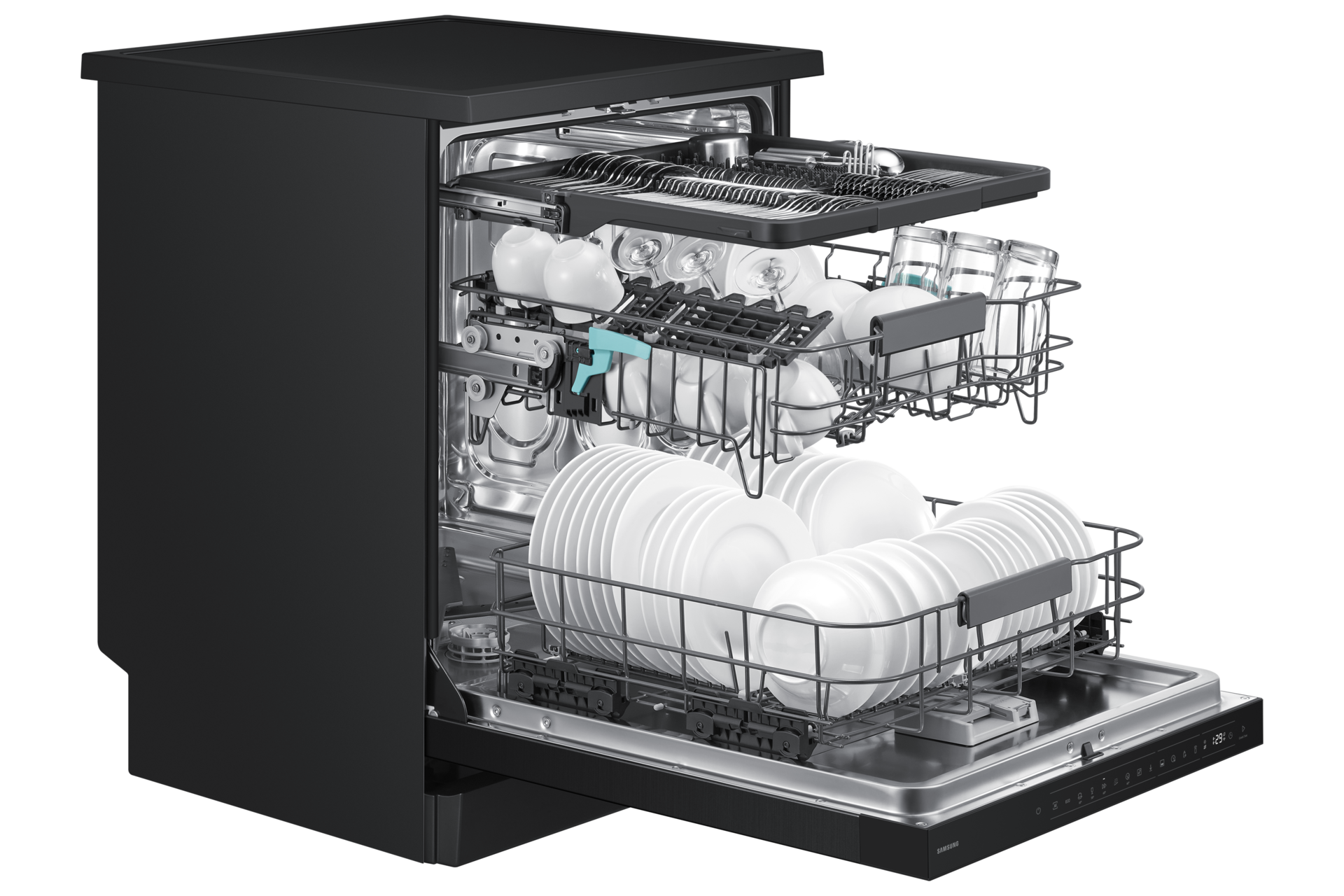 DW90H/24 Freestanding Dishwasher Energy Efficiency and AI Wash ⠀ Dynamic1 Black 