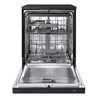 DW90H/24 Freestanding Dishwasher Energy Efficiency and AI Wash ⠀ Front-Open2 Black 