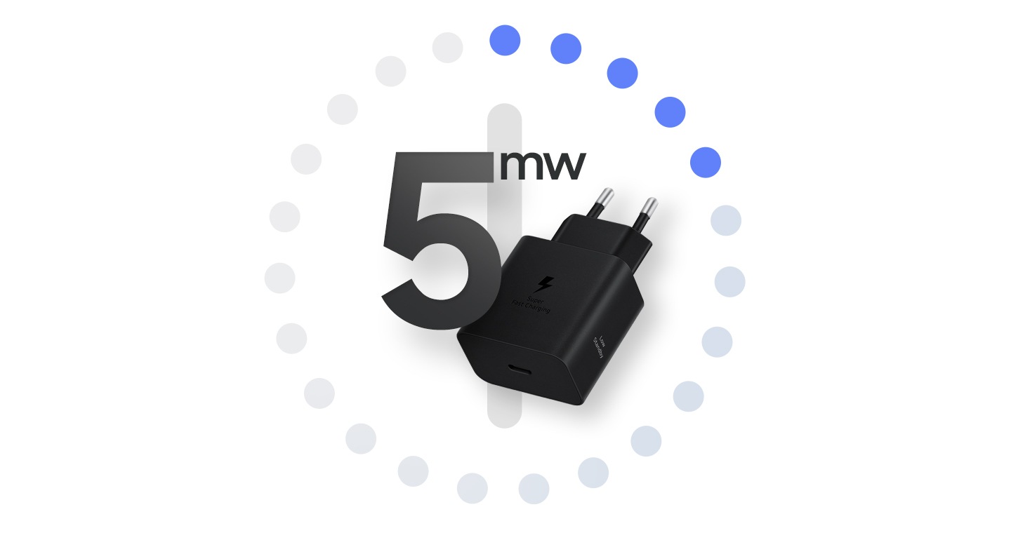 A black Power Adapter is shown port-side up with the text that reads '5mw'.