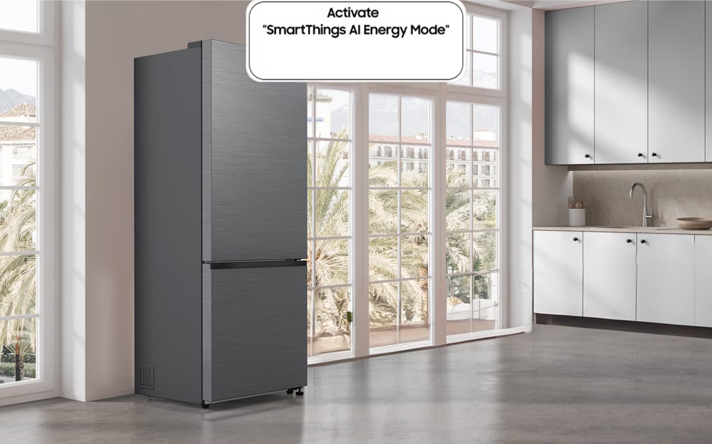 RB6000D installed in the kitchen with the Activate "SmartThings AI Energy Mode" button in the OFF state.