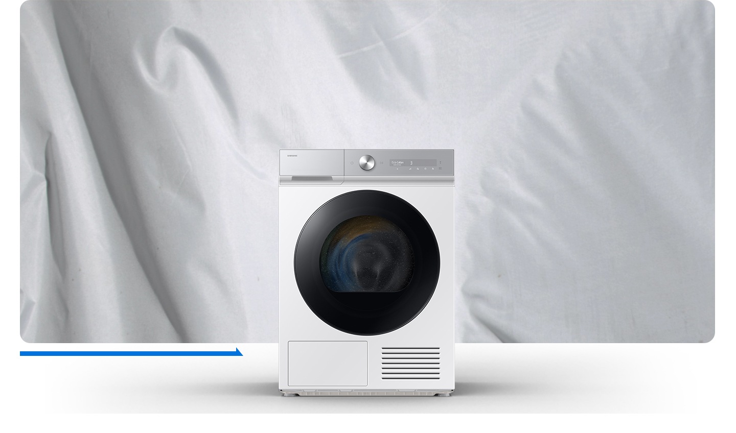 QuickDrive™ reduces the amount of moisture fast, resulting in 35% less drying time. The “up to 35% time saving” text appears on the top of the dryer.