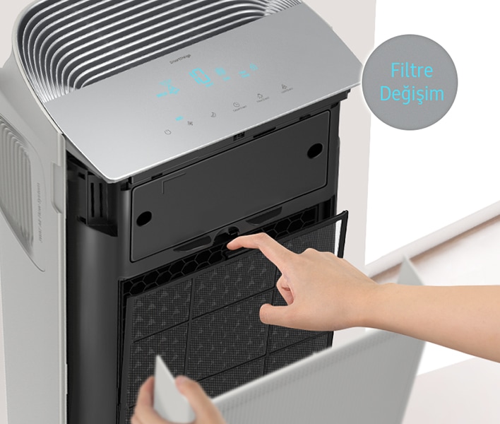 AX5500’ün üzerindeki filtre değişim uyarısı, filtreyi değiştirme zamanı geldiğinde yanıp söner.
