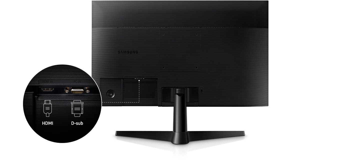 The back of the monitor is shown. HDMI and D-sub are expanded.