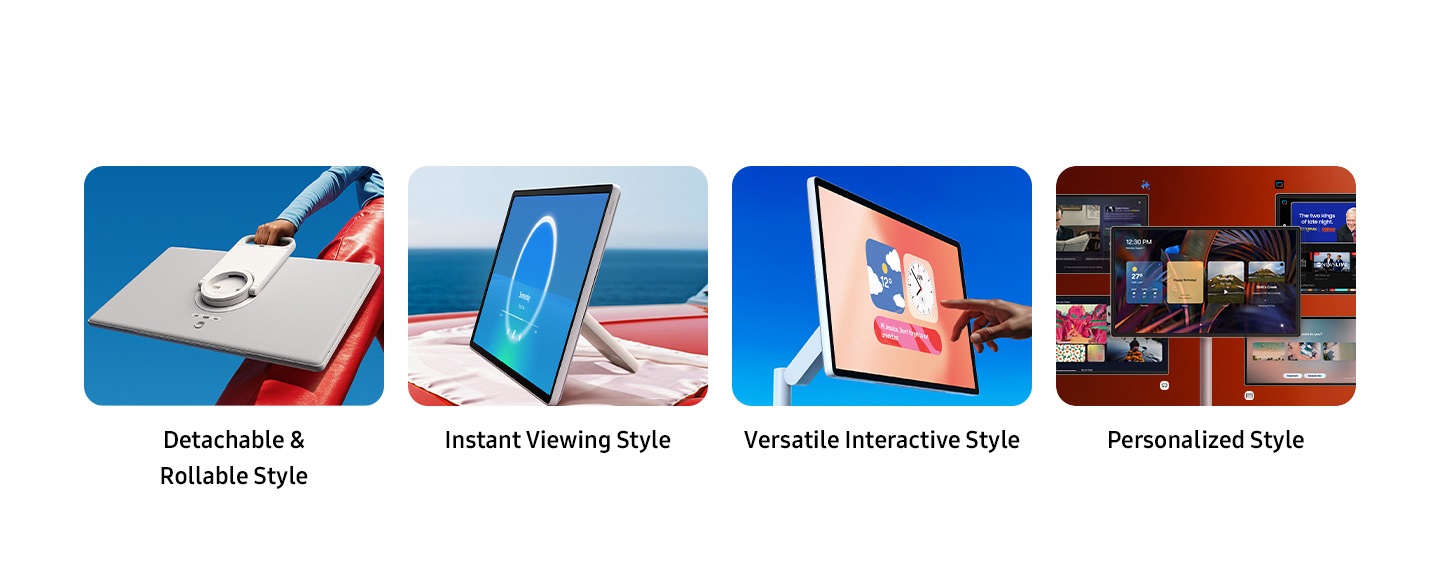 Çıkarılabilir ve Tekerlekli Kullanım, Anında İzleme, Çok Yönlü İnteraktif Kullanım ve Kişiselleştirilmiş Kullanım, The Movingstyle’ın öne çıkan özellikleri olarak gösteriliyor.
