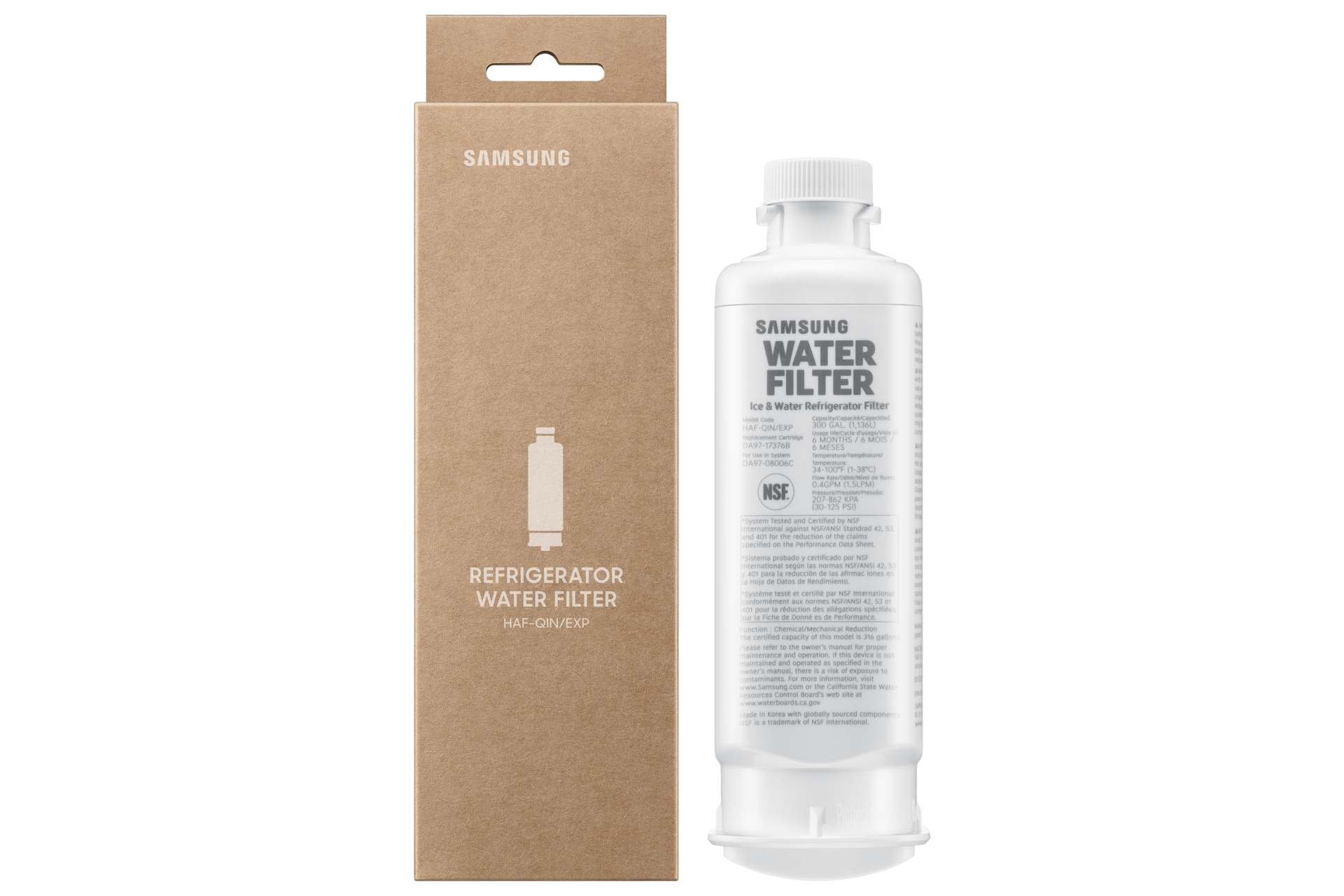 Water Filter Refrigerator Accessory with Fresh filtered Water with Certified performance Front2 White 
