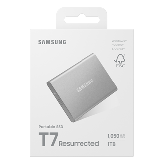 Portable SSD T7 Resurrected USB 3.2 Gen 2 PKG-Front Silver 