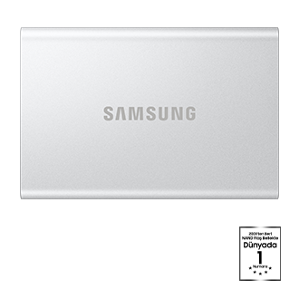 Portable SSD T7 Resurrected USB 3.2 Gen 2 Front Silver 