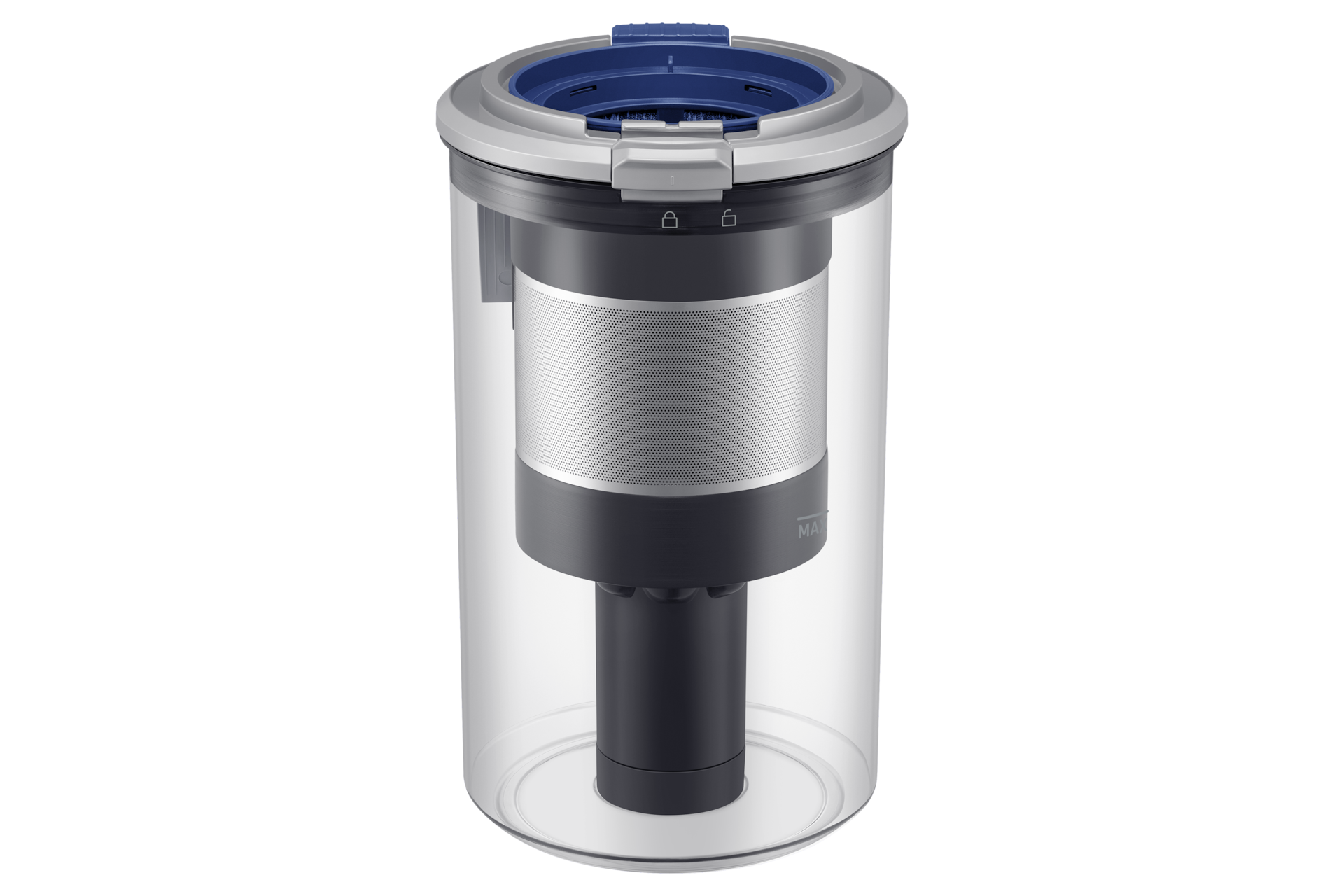 Jet 85S Stick VC 250W / 60 Min. 2.43kg with the Slim LED Brush Dust-Bin-Detail1 Satin Greige 
