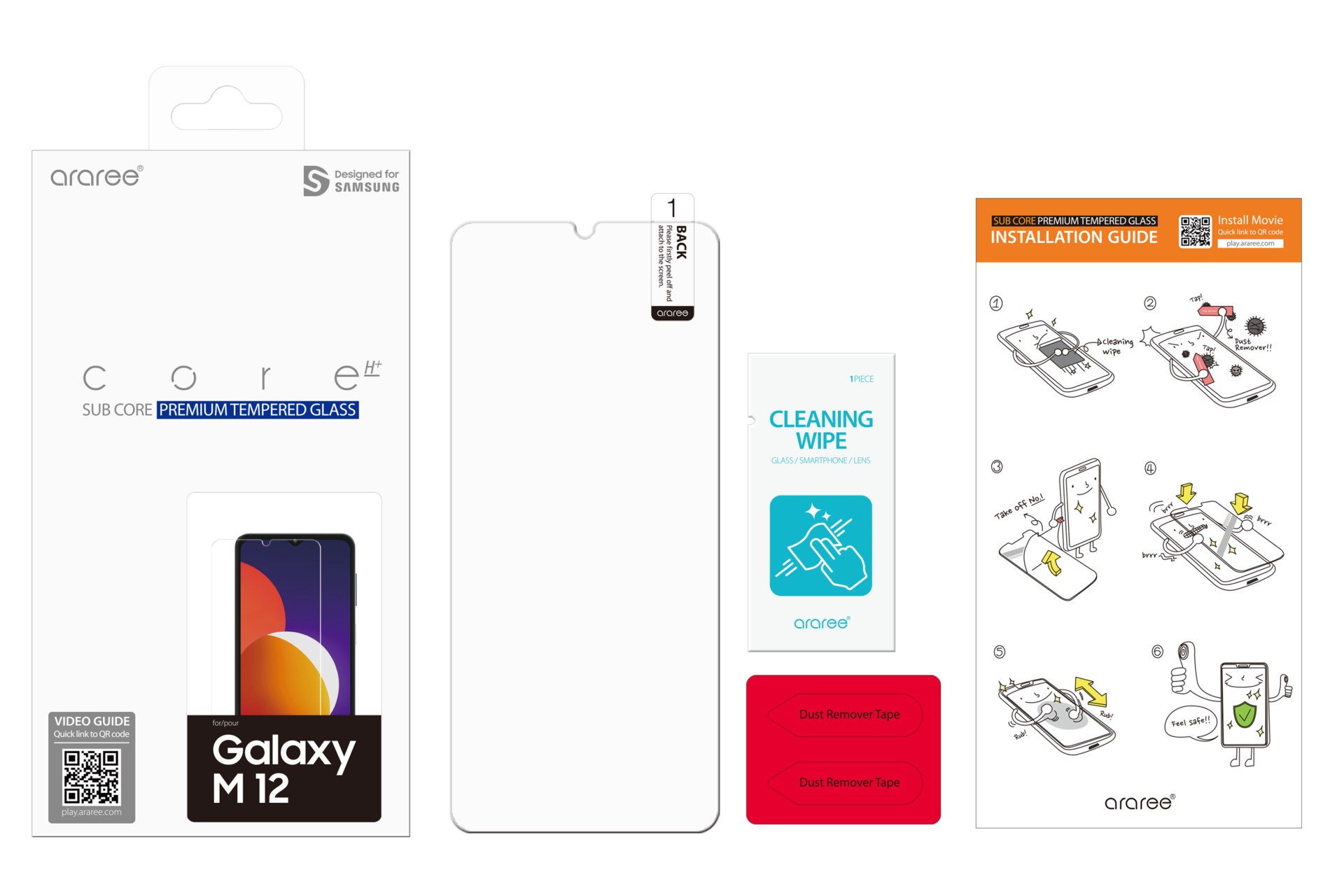 Galaxy M12 KDLab 9H 鋼化玻璃螢幕保護貼、貼合治具、除塵貼、擦拭棉片(濕)、擦拭布