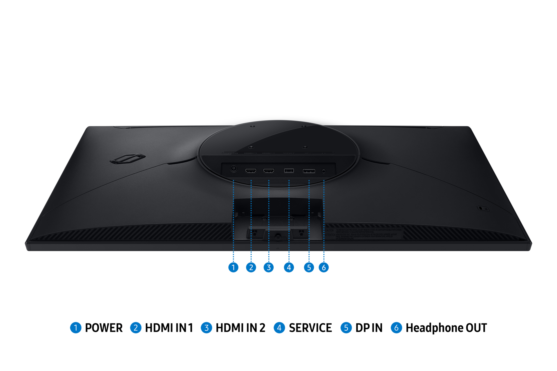 27吋 Odyssey G5 平面電競顯示器 G53F 外觀細節 (連接埠)，黑