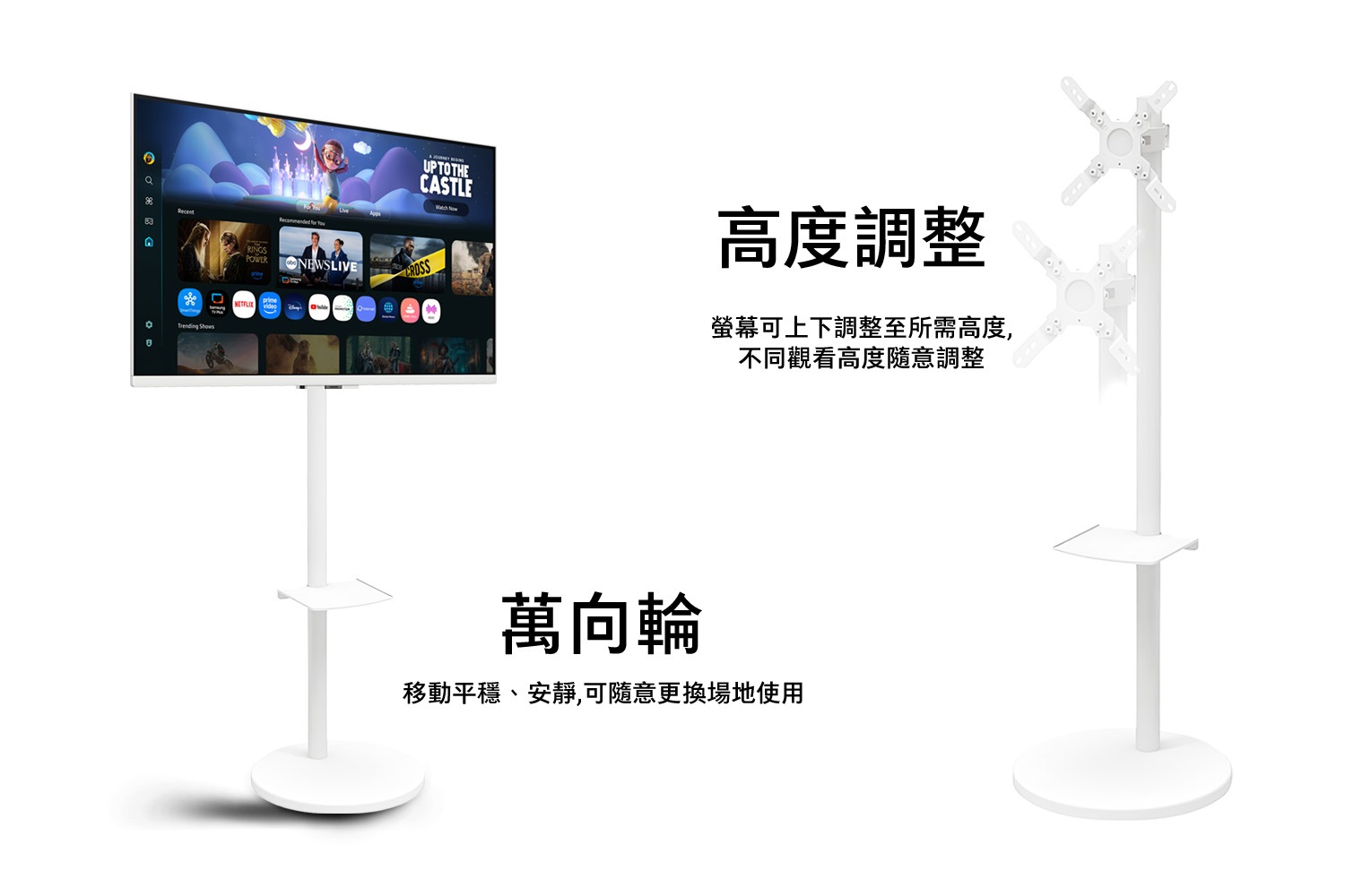 FollowMe 移動式 FHD 32吋智慧聯網螢幕組 M5 (M50F + 移動式立架) (2025) 白