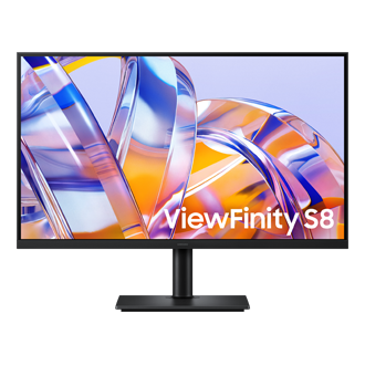 32吋 ViewFinity S8 S80UH 4K UHD 高解析度平面顯示器正面，黑