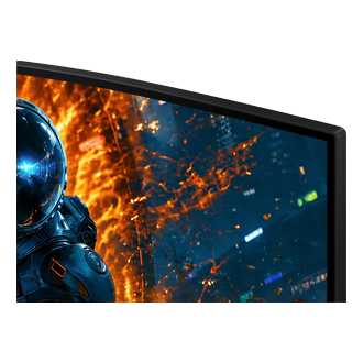 34吋 Odyssey G5 G55H Ultra WQHD 180Hz 曲面電競螢幕細節 - 螢幕邊框，黑