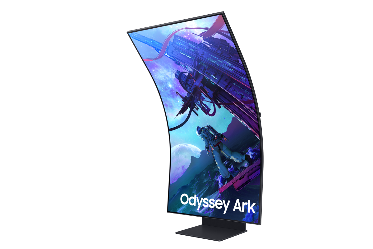 Samsung Odyssey Ark (第2代)，不同角度之產品外觀 (座艙模式)