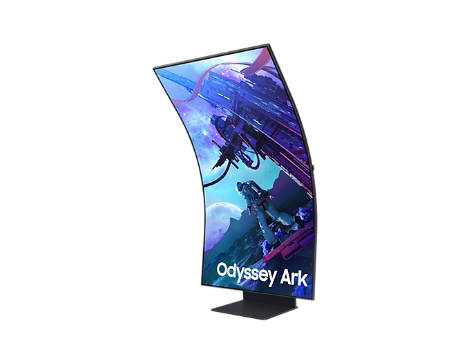 Samsung Odyssey Ark (第2代)，不同角度之產品外觀 (座艙模式)
