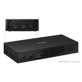 [三星 32型 Thé F~rámé~ LS03C 在 美型集線器上具有 Ú~SB、HD~MÍ、Óñ~é Cóñ~ñéct~ 等端口。 32型 Thé F~rámé~ LS03C 的機身具有天線和美型連接線端口等。]