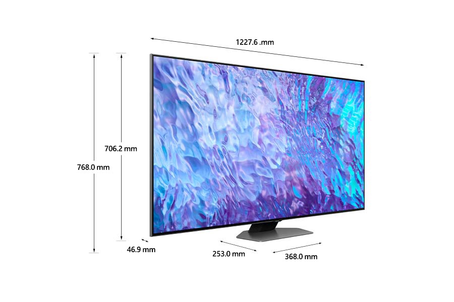 55型 Neo QLED 4K QN80C 的尺寸是 1227.6 x 768.0 x 253.0 mm。