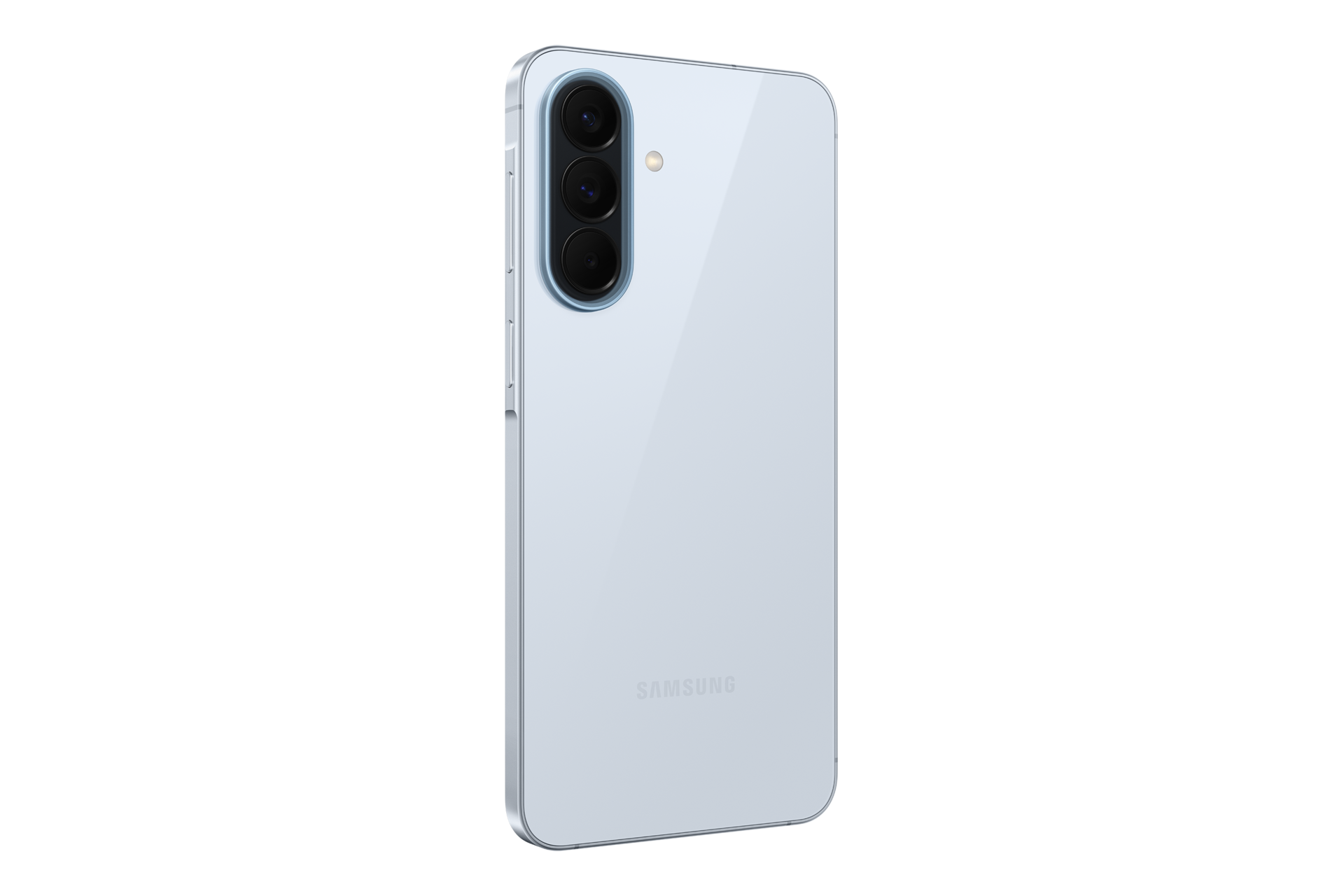Galaxy A57 5G 背面 (左30度)，休閒藍