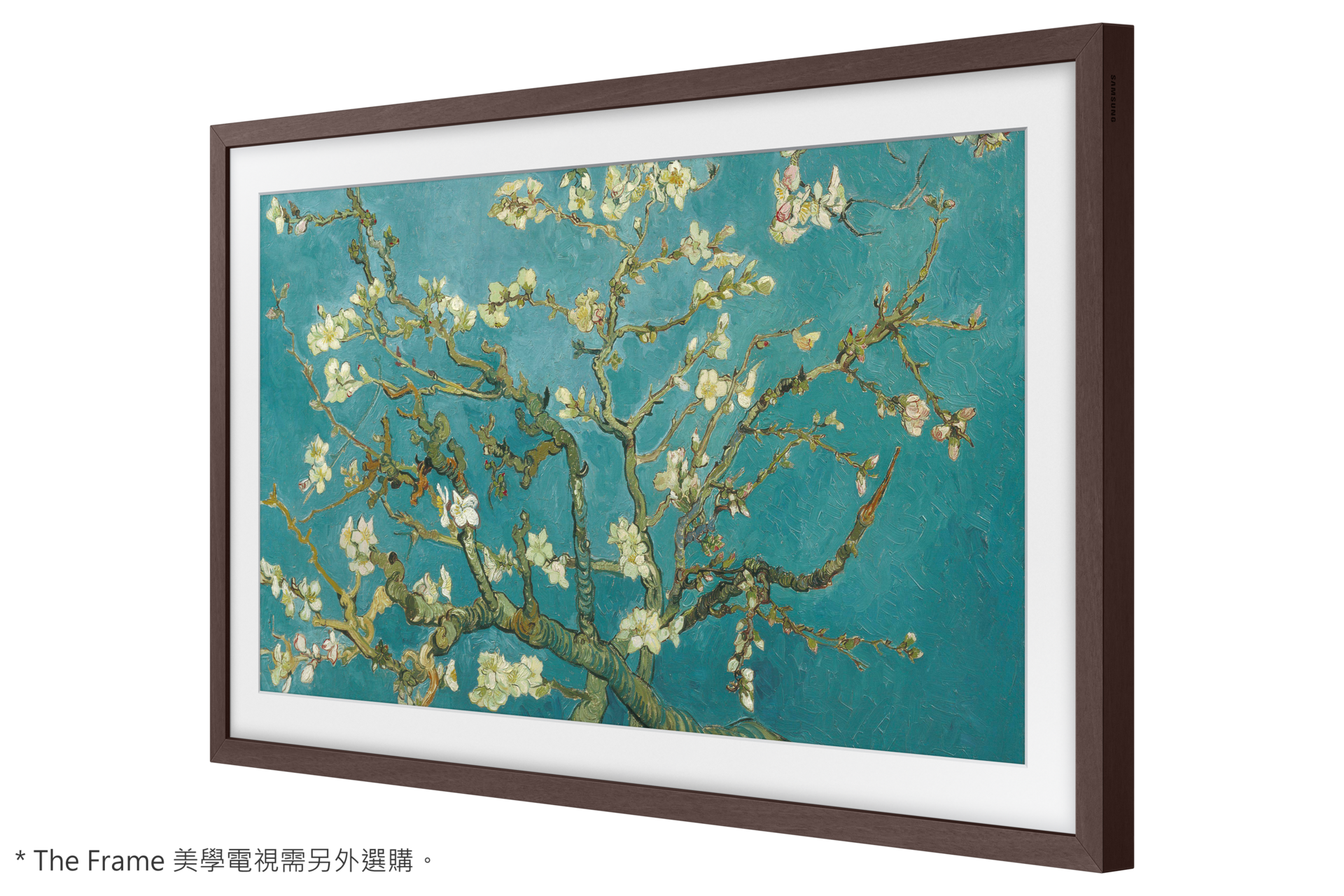 風格邊框與 The Frame 美學電視不同角度的產品外觀