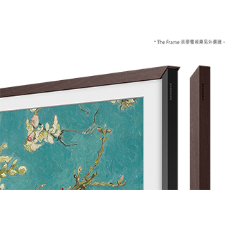 風格邊框與 The Frame 美學電視不同角度的產品外觀