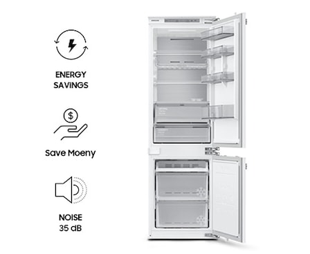 Three icons are arranged vertically on the left side of the BRB6000M and they indicate that BRB6000M is energy and money saving product and also quiet product by making noise only under 35dB.