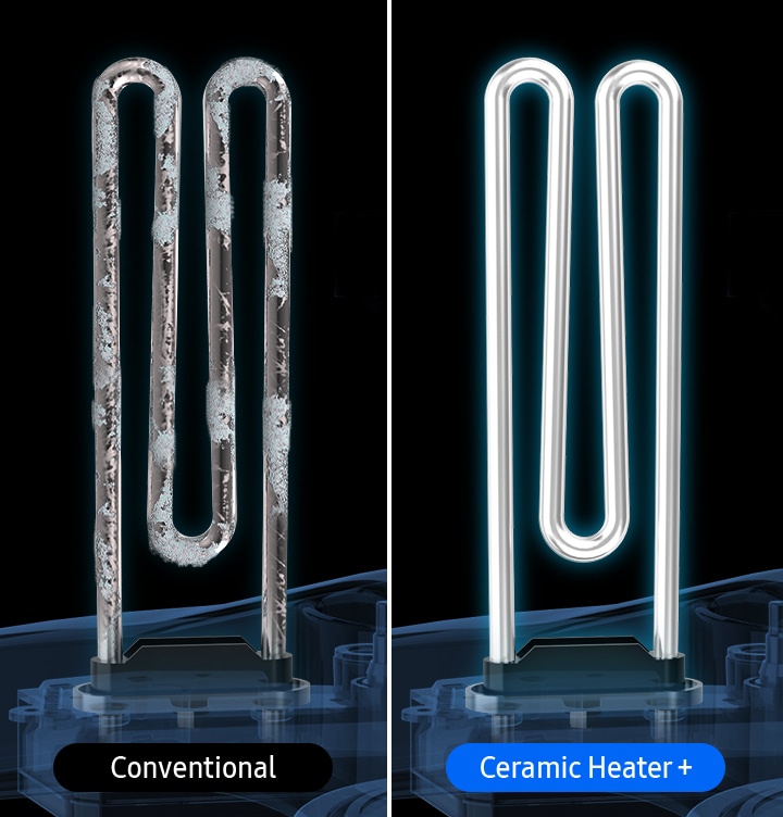 Unlike conventional heater, the Ceramic Heater+ is coated with a material that reduces the limescale build-up that suppresses the thermal conductivity, so it performs better and much longer without any maintenance issue.