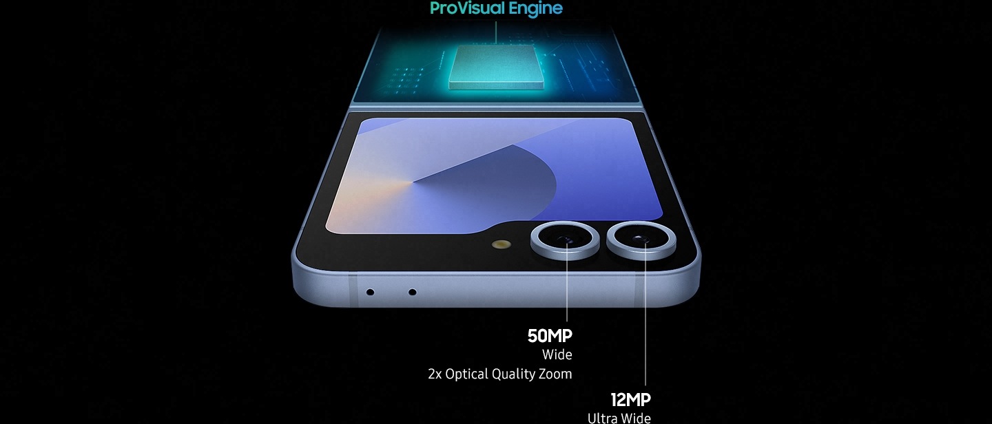 Motor ProVisual. Cámara trasera: 50 megapíxeles gran angular, zoom óptico de calidad 2x, 12 megapíxeles ultra gran angular.