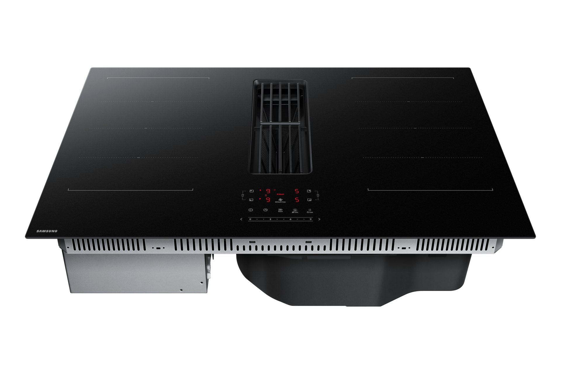 Cooktop Extractor Induction Hob and Anti Scratched Glass . Front-Perspective Black 