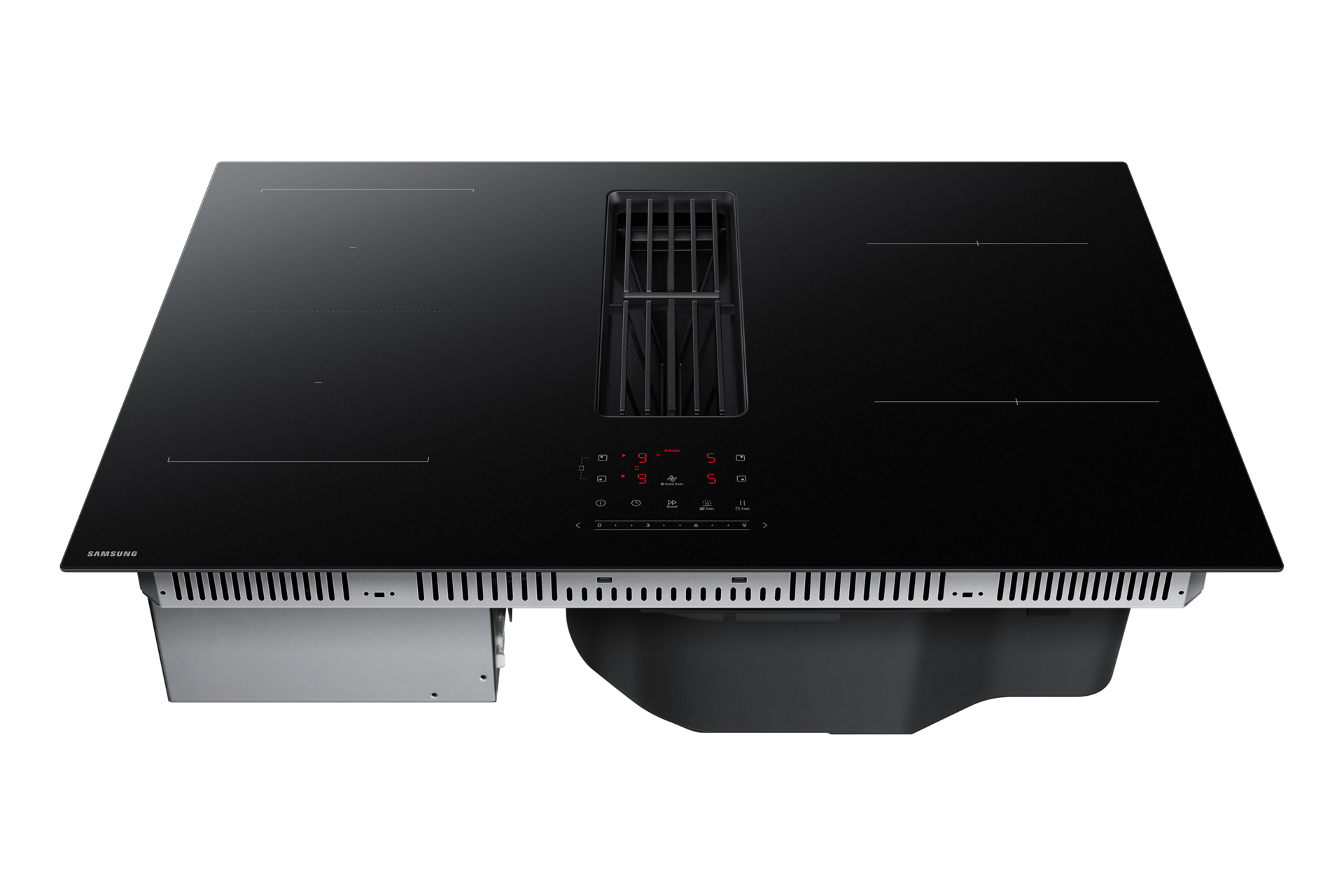 Cooktop Extractor Induction Hob and Anti Scratched Glass . Front-Perspective Black 