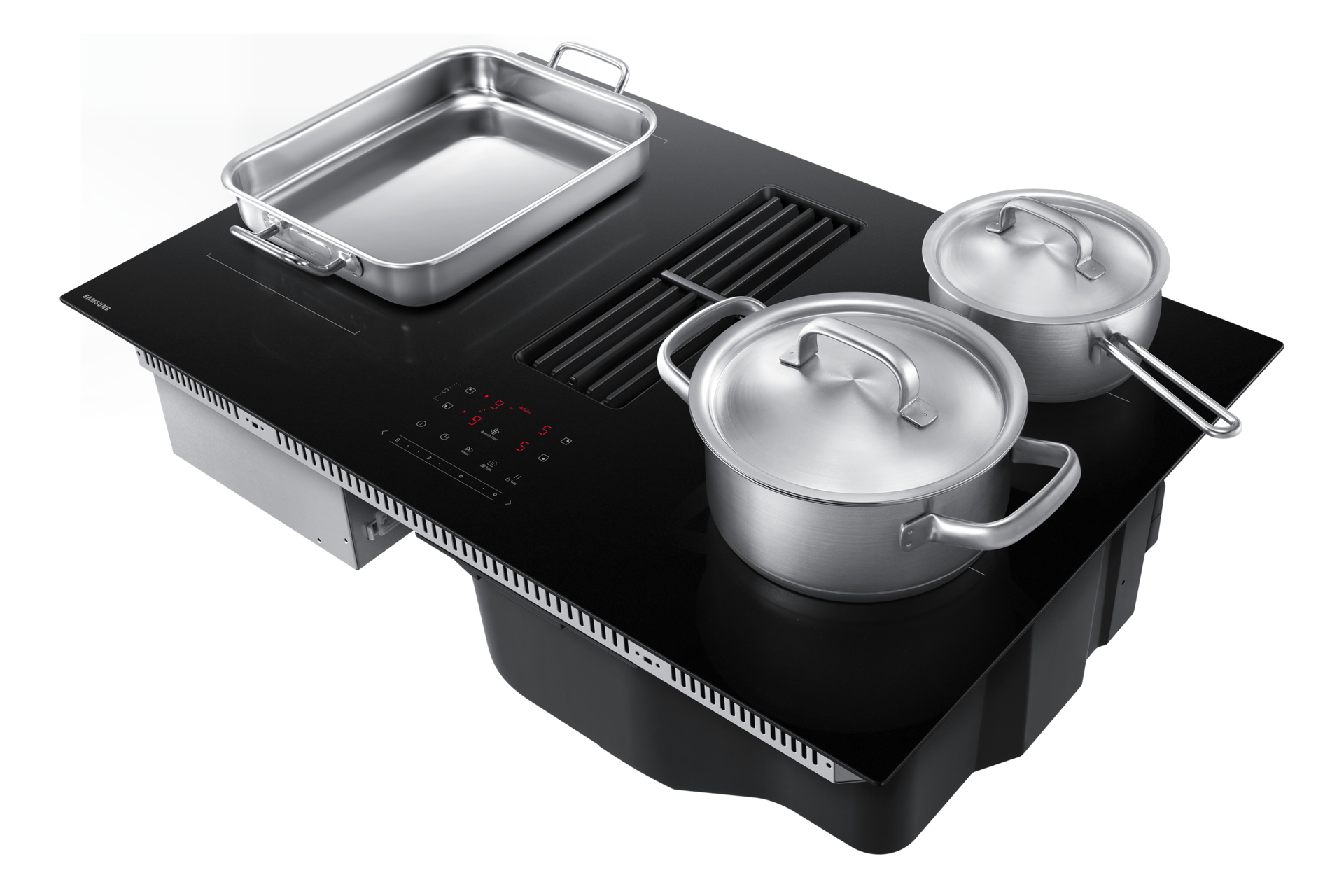 Cooktop Extractor Induction Hob and Anti Scratched Glass . Dynamic-with-pot2 Black 