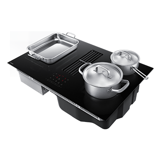 Cooktop Extractor Induction Hob and Anti Scratched Glass . Dynamic-with-pot2 Black 
