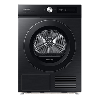 A Samsung Bespoke AI Series 6+ heat pump A+++ 9KG tumble dryer DV90BB5245ABS1 on a white background.