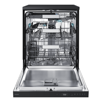 DW90H/24 Freestanding Dishwasher Energy Efficiency and AI Wash ⠀ Front-Open2 Black 