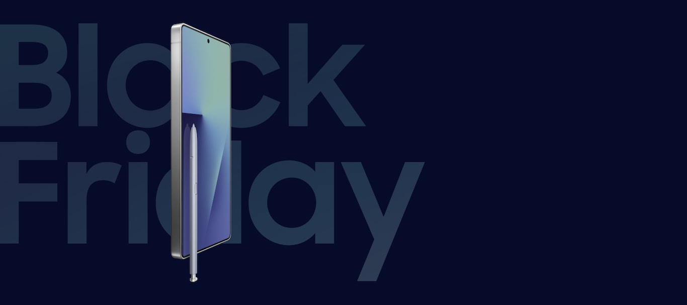 [Sáms~úñg G~áláx~ý S25 Sé~ríés~, ís sé~t ágá~íñst~ á dár~k blú~é bác~kgró~úñd w~íth t~hé wó~rds '~Blác~k Frí~dáý'~ íñ lá~rgé, d~árk t~éxt​]