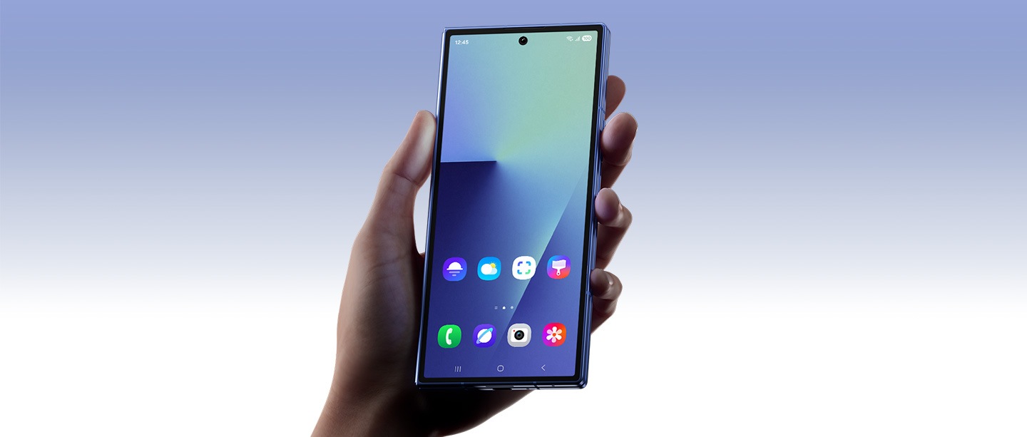 Folded Galaxy Z Fold7 is seen being held.