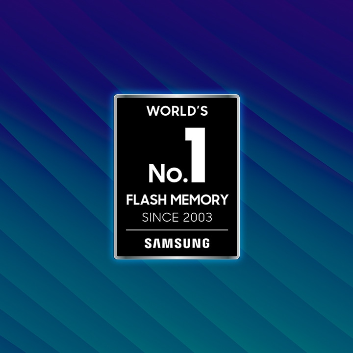 Un emblema dice Memoria flash número 1 del mundo desde 2003, Samsung.