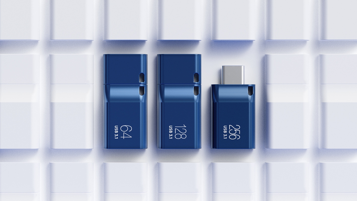 USB Type-C 64GB, 128GB and 256GB are available.
