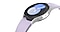 A Silver Galaxy Watch5 is displayed with a band. The watch face shows one of the designs that display the time as ‘5’ in a gradient blue color.