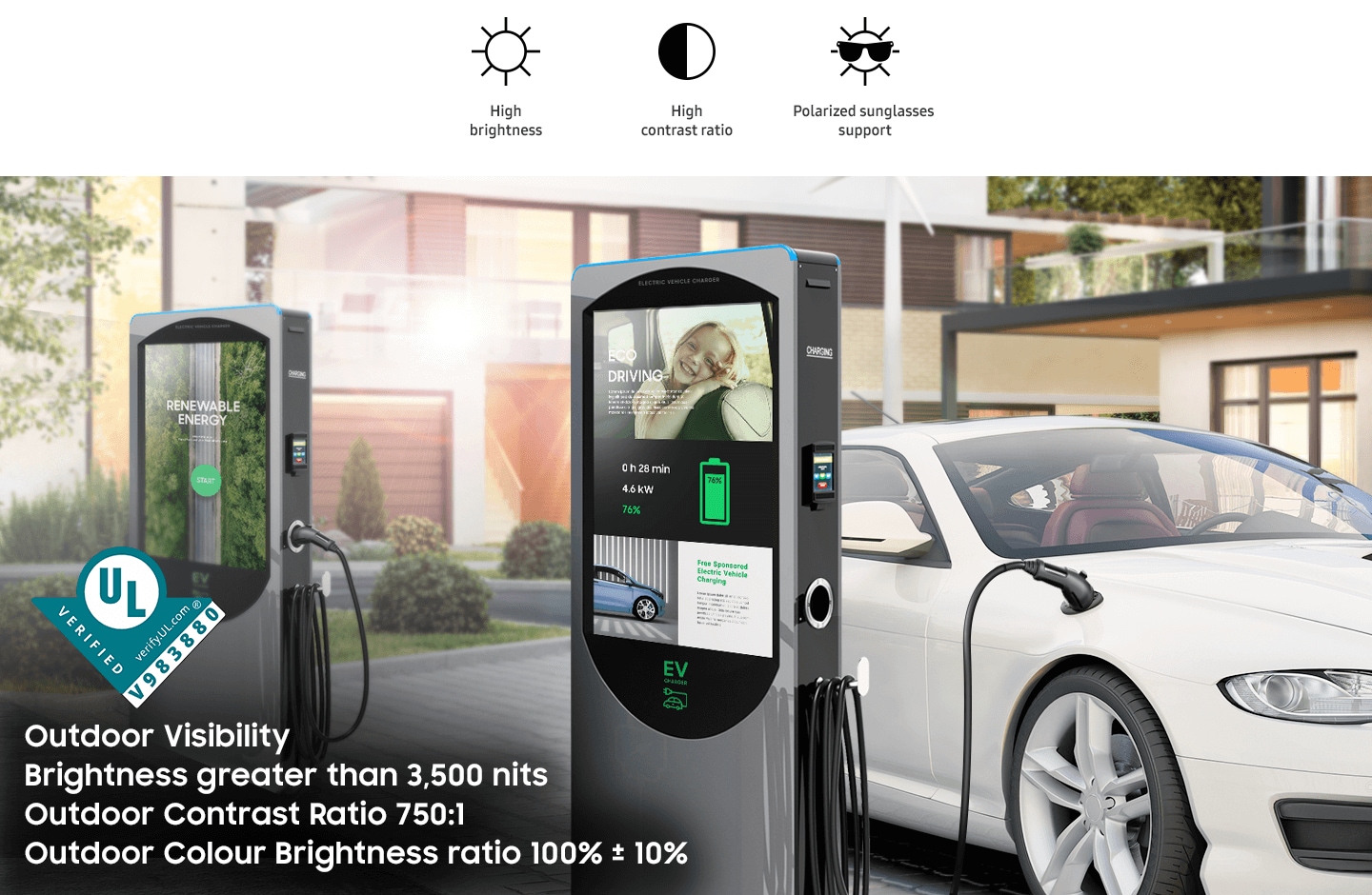 OH46B installed at an electric vehicle charging station. There is a 
