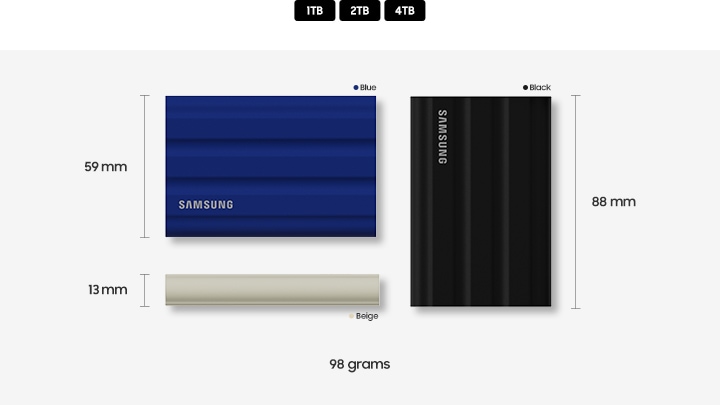 Samsung Portable SSD T7 1TB - Blå - Lagring