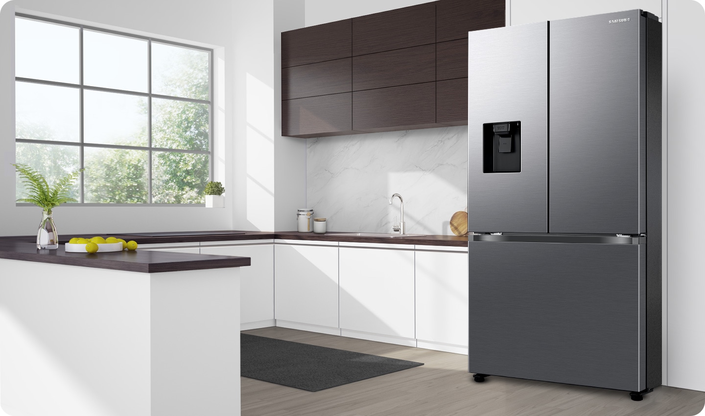 Heladera French Door negra de puertas planas