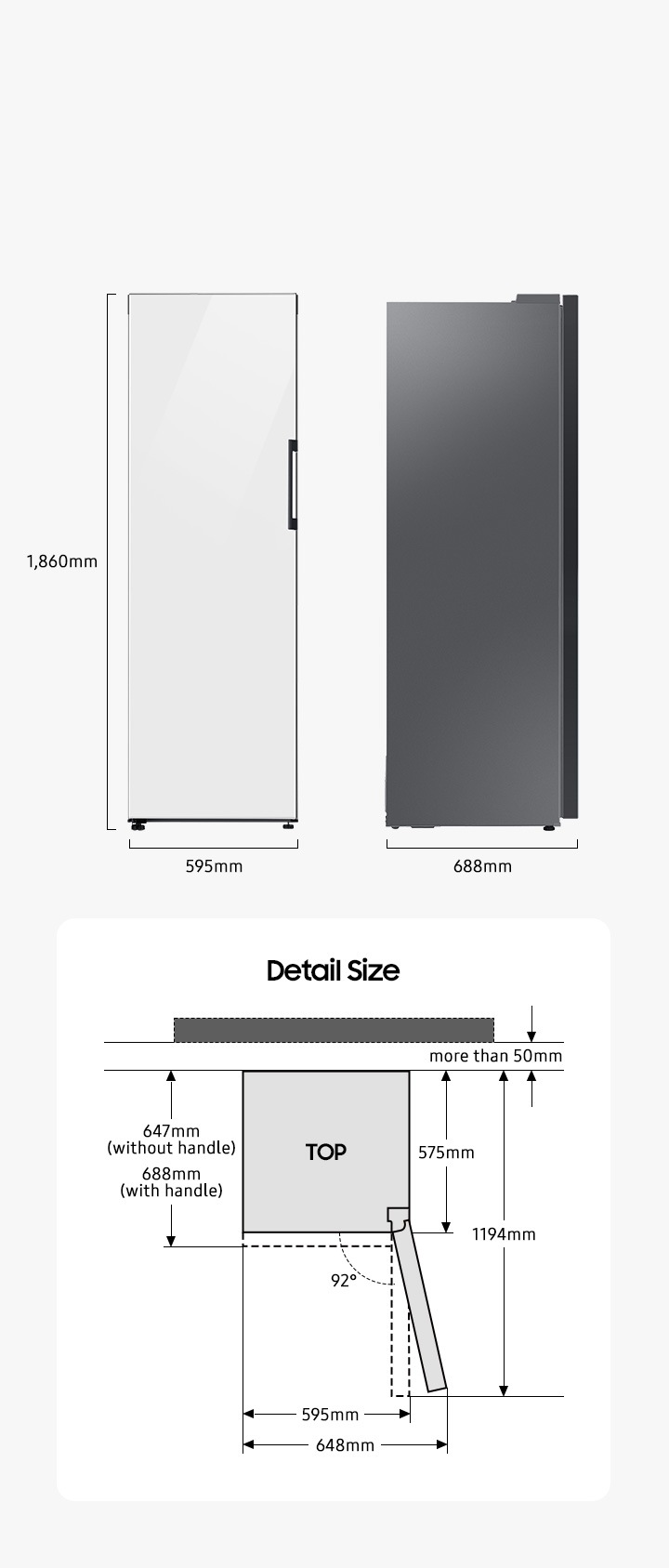 White Bespoke Tall One Door Freezer RZ32C76GE12 | Samsung UK