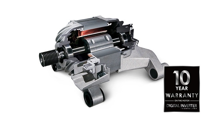 The washer motor with digital inverter technology gives a 10-year warranty.