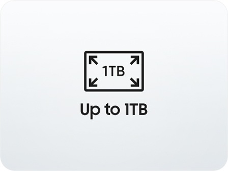 “1TB” is written inside the icon indicating
the capacity, and “Up to 1TB” is written below
it.