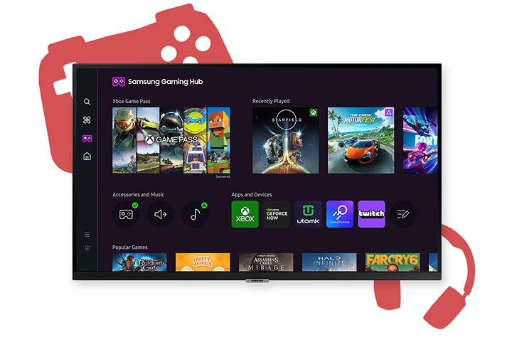 There is a gaming hub onscreen on the monitor.