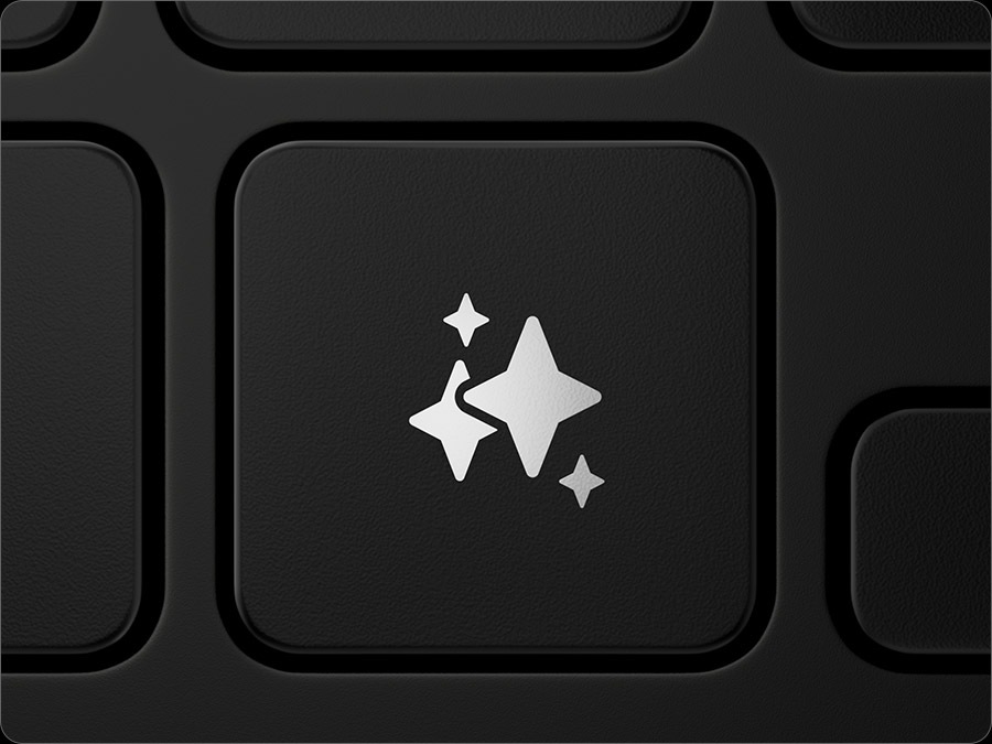 A close-up of the Galaxy AI Key on a Book Cover Keyboard, featuring four stars that symbolize Galaxy AI.