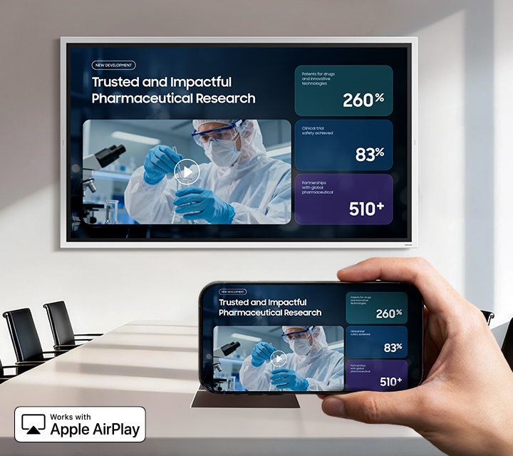 Someone is sharing a video from a mobile device to the Flip, which works with Apple AirPlay.