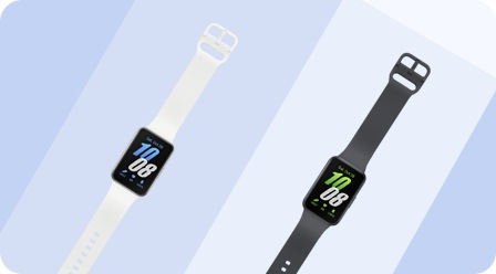Two Galaxy Fit3 devices, one in Silver and one in Gray, shown from above.